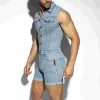 ESJ069 URBAN DENIM JUMPSUIT SHORTS